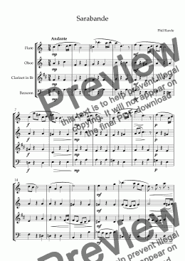 page one of Sarabande - Wind Quartet