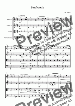 page one of Sarabande - String Quartet
