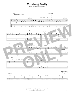 page one of Mustang Sally (Easy Bass Tab)