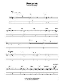 page one of Roxanne (Easy Bass Tab)