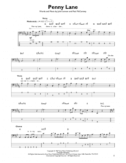page one of Penny Lane (Easy Bass Tab)