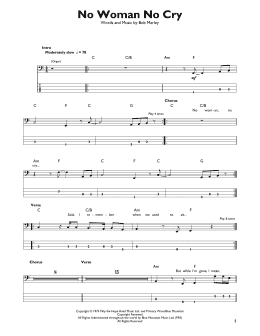 page one of No Woman No Cry (Easy Bass Tab)