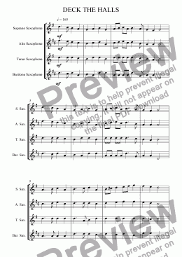 page one of Deck the Halls (Saxophone Quartet)