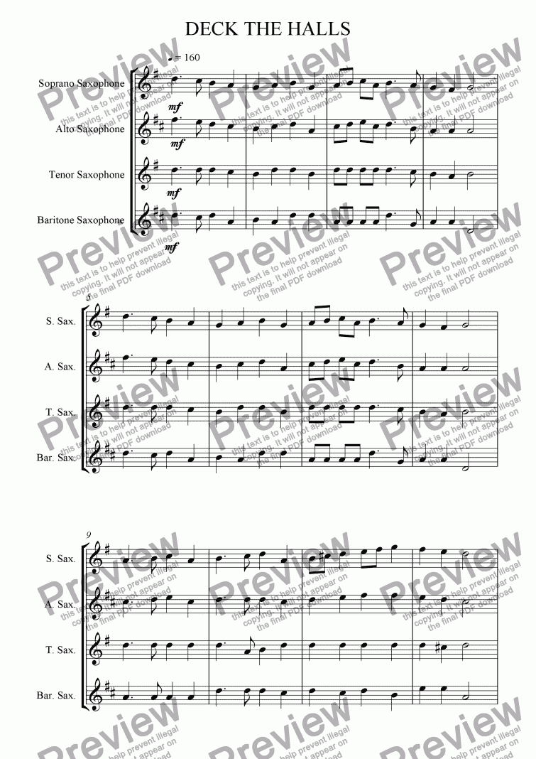 page one of Oh, Come All Ye Faithful (Saxophone Quartet)