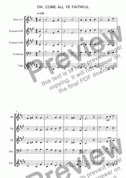 page one of Oh, Come All Ye Faithful (Brass Quintet)