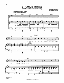 page one of Strange Things (from Toy Story) (Piano & Vocal)