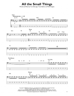 page one of All The Small Things (Easy Bass Tab)
