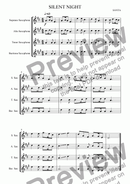 page one of Silent Night (Saxophone Quartet)