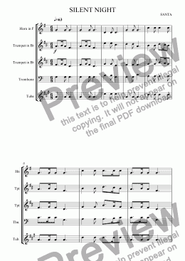 page one of Silent Night (Brass Quartet)