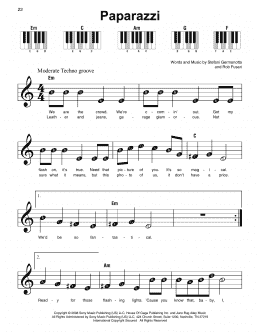 page one of Paparazzi (Super Easy Piano)