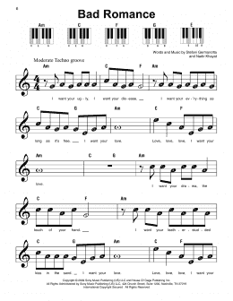 page one of Bad Romance (Super Easy Piano)