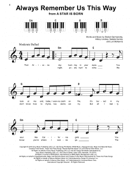page one of Always Remember Us This Way (from A Star Is Born) (Super Easy Piano)