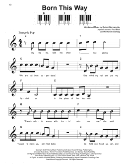 page one of Born This Way (Super Easy Piano)