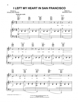 page one of I Left My Heart In San Francisco (Piano, Vocal & Guitar Chords (Right-Hand Melody))