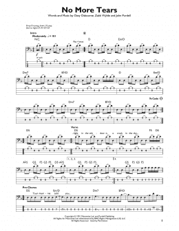 page one of No More Tears (Easy Bass Tab)