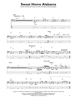page one of Sweet Home Alabama (Easy Bass Tab)