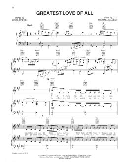page one of The Greatest Love Of All (Piano, Vocal & Guitar Chords (Right-Hand Melody))