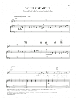 page one of You Raise Me Up (Piano, Vocal & Guitar Chords (Right-Hand Melody))