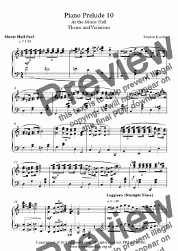 page one of Piano Prelude 10 - At the Music Hall. Theme and Variations