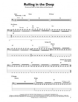 page one of Rolling In The Deep (Easy Bass Tab)