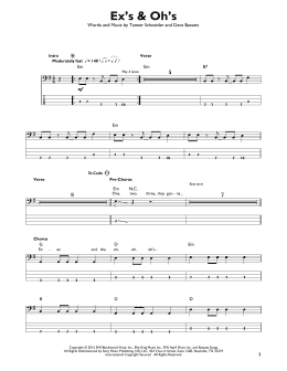 page one of Ex's & Oh's (Easy Bass Tab)