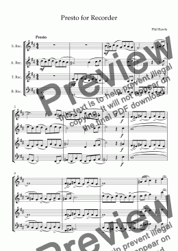 page one of Presto for Recorder