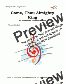 page one of Come, Thou Almighty King- Trumpet-Trombone & Piano