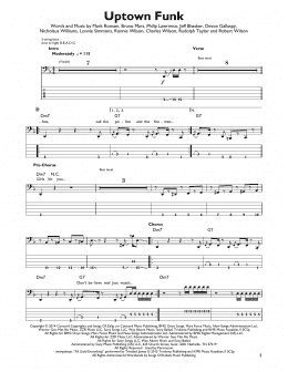 page one of Uptown Funk (feat. Bruno Mars) (Easy Bass Tab)