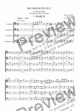 page one of Second Suite in F - 1st Movement (March)