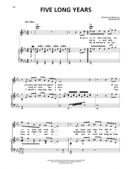 page one of Five Long Years (Piano, Vocal & Guitar Chords (Right-Hand Melody))