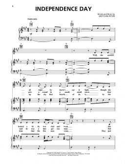 page one of Independence Day (Piano, Vocal & Guitar Chords (Right-Hand Melody))