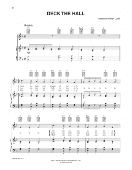 page one of Deck The Hall (Piano, Vocal & Guitar Chords (Right-Hand Melody))