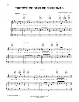 page one of The Twelve Days Of Christmas (Piano, Vocal & Guitar Chords (Right-Hand Melody))