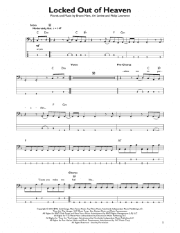 page one of Locked Out Of Heaven (Easy Bass Tab)