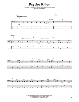 page one of Psycho Killer (Easy Bass Tab)