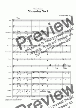 page one of Zarzycki Mazurka No. 1 Op. 26 for Violin and Orchestra
