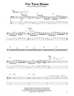 page one of I'm Tore Down (Easy Bass Tab)