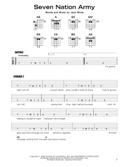 page one of Seven Nation Army (Really Easy Guitar)