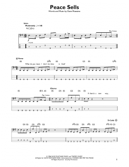 page one of Peace Sells (Easy Bass Tab)