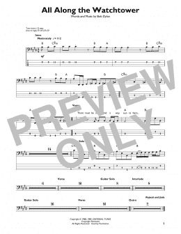 page one of All Along The Watchtower (Easy Bass Tab)