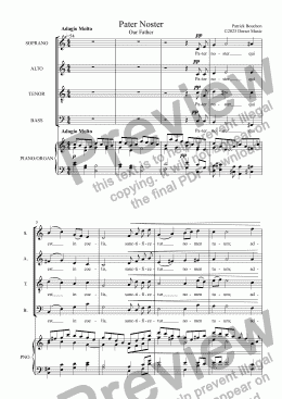 page one of Pater Noster (Our Father) for S.A.T.B. Choir and keyboard