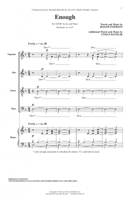 page one of Enough (SATB Choir)