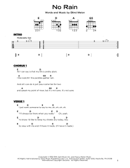 page one of No Rain (Really Easy Guitar)
