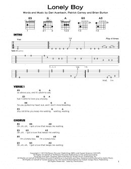 page one of Lonely Boy (Really Easy Guitar)