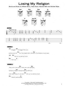 page one of Losing My Religion (Really Easy Guitar)