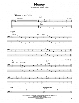 page one of Money (Easy Bass Tab)