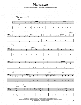 page one of Maneater (Easy Bass Tab)