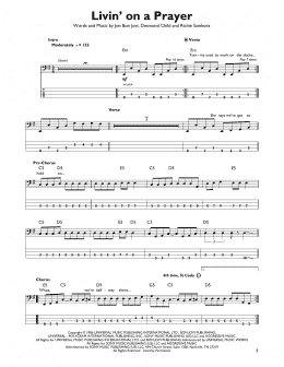 page one of Livin' On A Prayer (Easy Bass Tab)