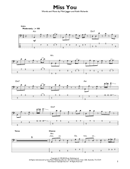 page one of Miss You (Easy Bass Tab)