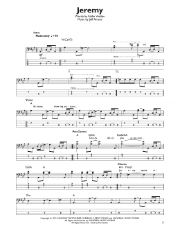 page one of Jeremy (Easy Bass Tab)